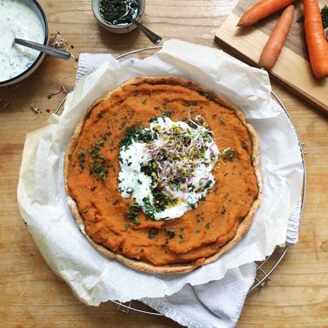 Karotten-Süßkartoffel-Quiche vegan